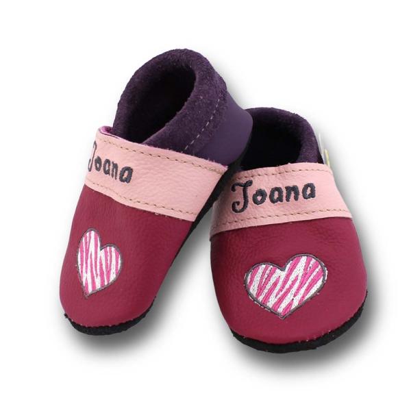 Krabbelschuhe Herz pink